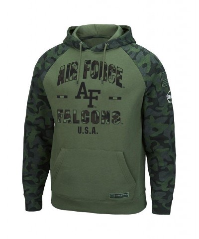 Men's Olive and Camo Air Force Falcons OHT Military-Inspired Appreciation Raglan Pullover Hoodie $41.24 Sweatshirt