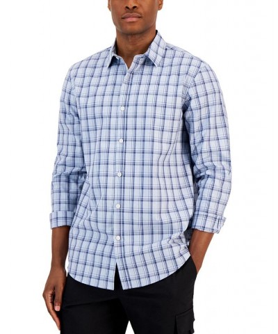 Men's Caro Classic-Fit Long-Sleeve Plaid Print Shirt Blue $16.63 Shirts