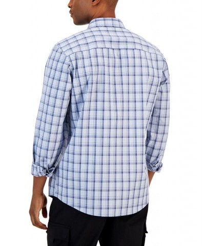 Men's Caro Classic-Fit Long-Sleeve Plaid Print Shirt Blue $16.63 Shirts