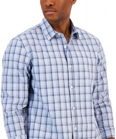 Men's Caro Classic-Fit Long-Sleeve Plaid Print Shirt Blue $16.63 Shirts