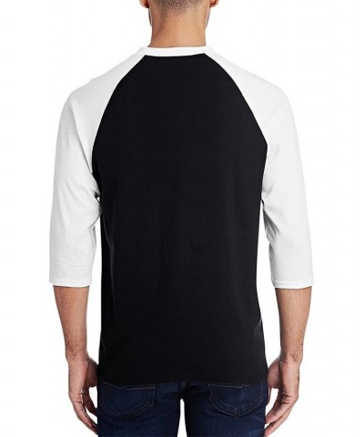 Men's Raglan Baseball Word Art Styles of Edm Music T-shirt Black and White $25.64 T-Shirts