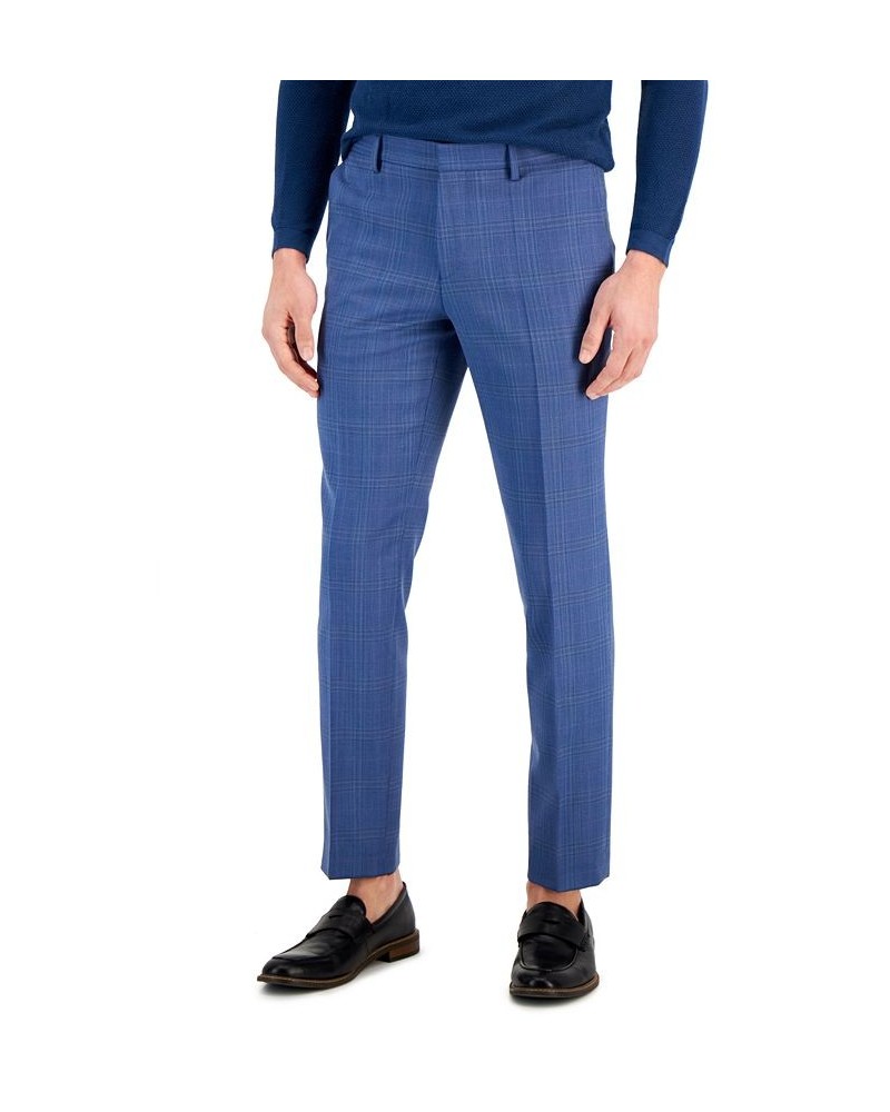 Boss Men's Slim-Fit Plaid Superflex Suit Pants Blue $91.52 Suits