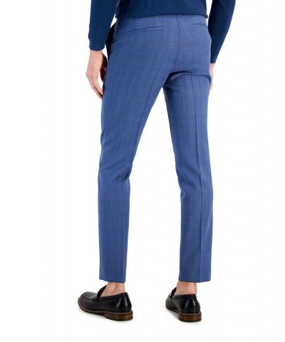 Boss Men's Slim-Fit Plaid Superflex Suit Pants Blue $91.52 Suits