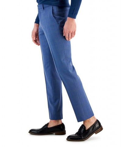 Boss Men's Slim-Fit Plaid Superflex Suit Pants Blue $91.52 Suits