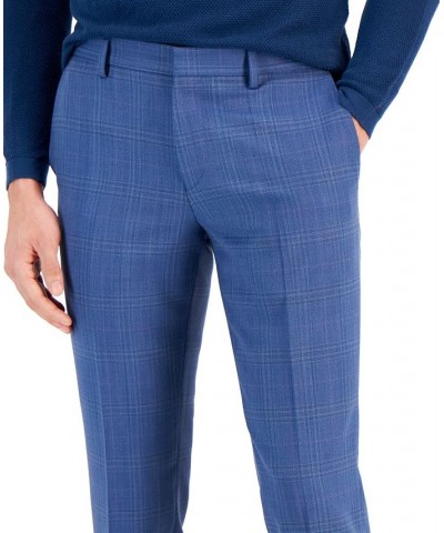 Boss Men's Slim-Fit Plaid Superflex Suit Pants Blue $91.52 Suits