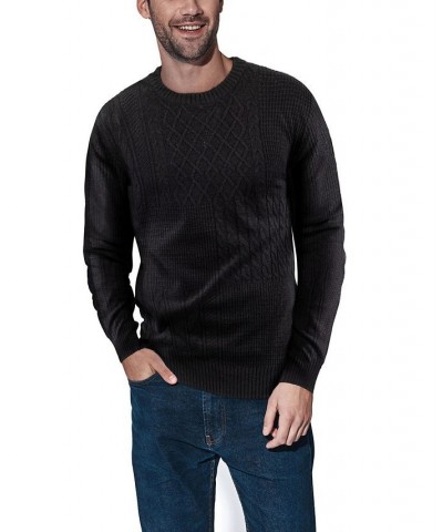 Men's Crewneck Mixed Texture Sweater Black $24.64 Sweaters