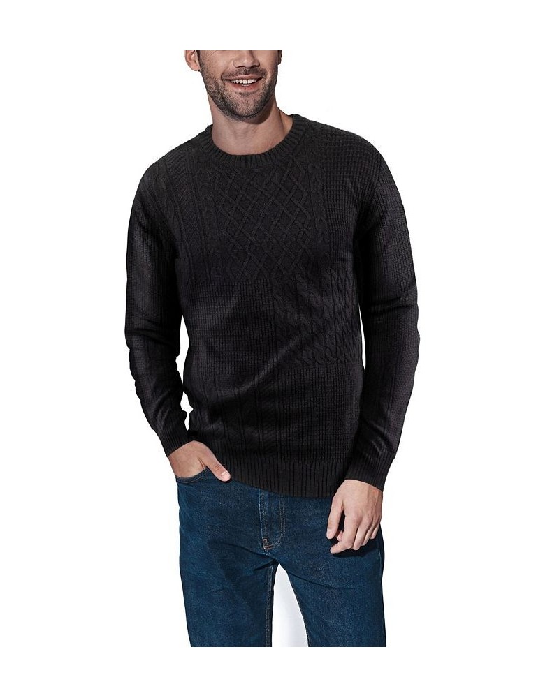 Men's Crewneck Mixed Texture Sweater Black $24.64 Sweaters