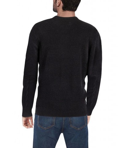 Men's Crewneck Mixed Texture Sweater Black $24.64 Sweaters