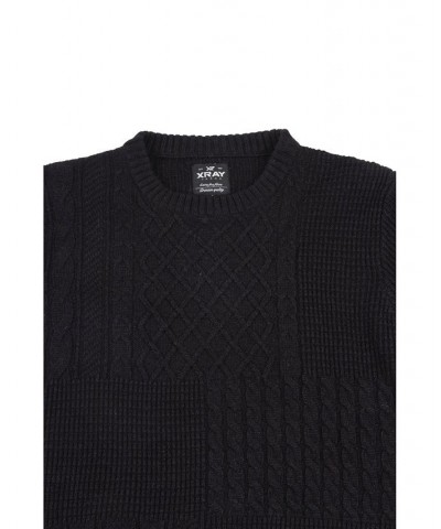 Men's Crewneck Mixed Texture Sweater Black $24.64 Sweaters