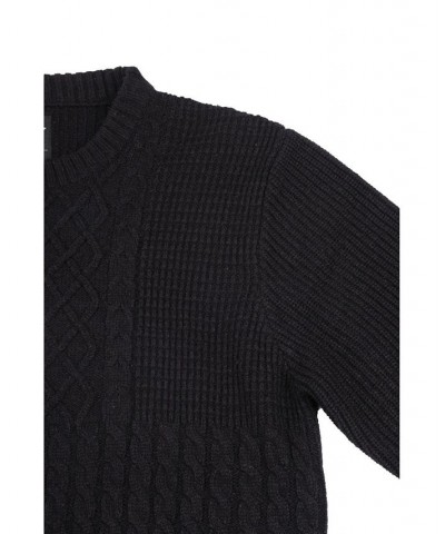 Men's Crewneck Mixed Texture Sweater Black $24.64 Sweaters