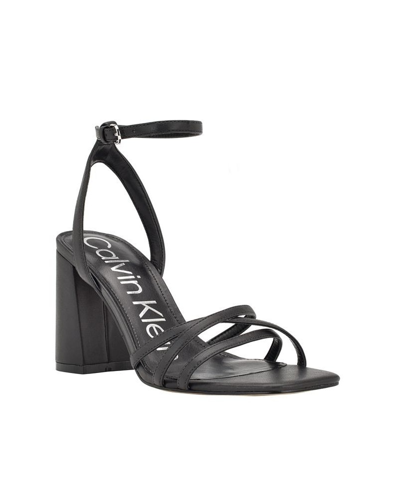 Women's Qalat Square Toe Block Heel Dress Sandals Black $37.60 Shoes