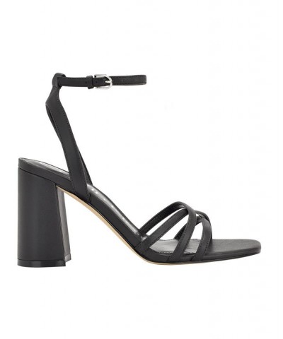 Women's Qalat Square Toe Block Heel Dress Sandals Black $37.60 Shoes