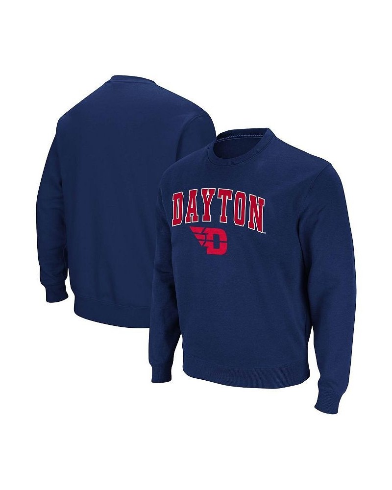 Men's Navy Dayton Flyers Arch and Logo Tackle Twill Pullover Sweatshirt $24.43 Sweatshirt