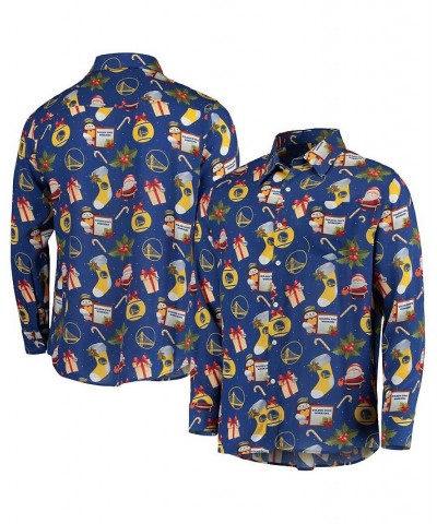 Men's Royal Golden State Warriors Floral Winter Explosion Long Sleeve Button-Up Shirt $39.95 Shirts