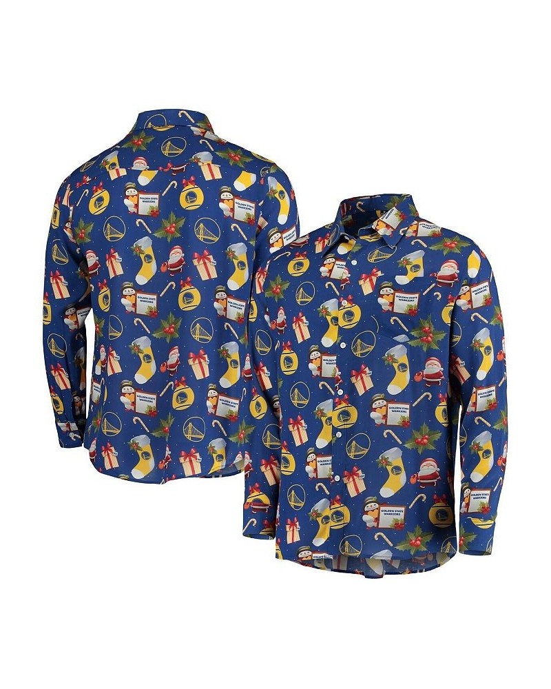 Men's Royal Golden State Warriors Floral Winter Explosion Long Sleeve Button-Up Shirt $39.95 Shirts