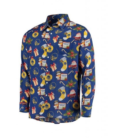 Men's Royal Golden State Warriors Floral Winter Explosion Long Sleeve Button-Up Shirt $39.95 Shirts