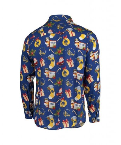 Men's Royal Golden State Warriors Floral Winter Explosion Long Sleeve Button-Up Shirt $39.95 Shirts