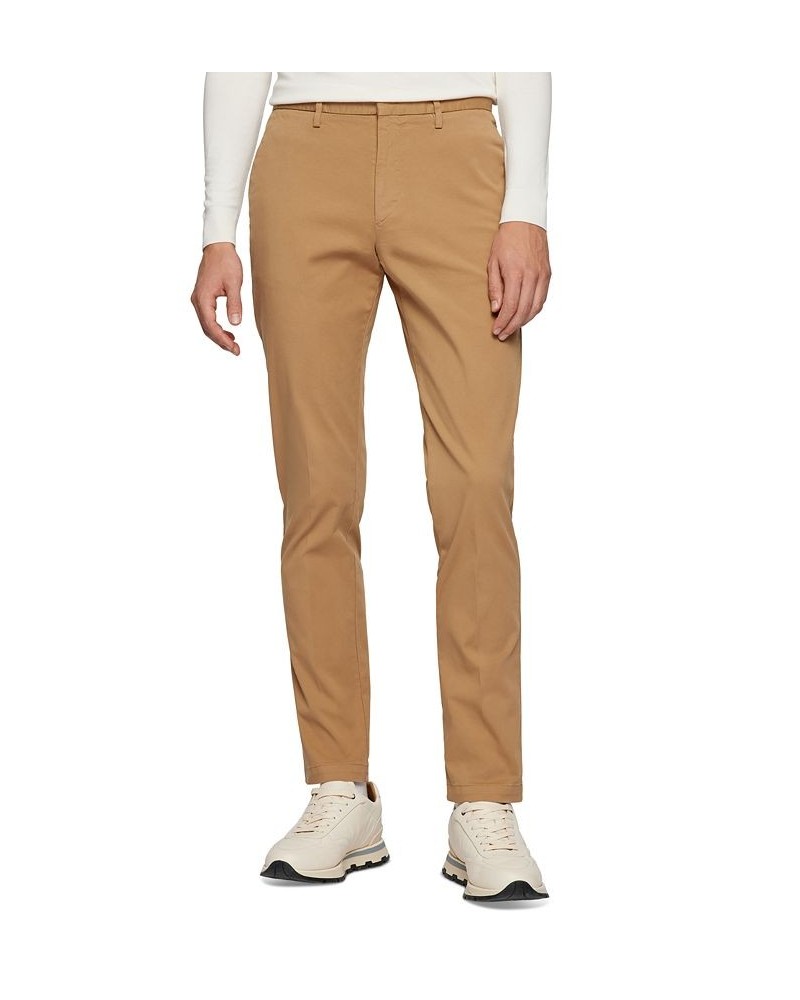 BOSS Men's Tapered-Fit Stretch Cotton Pants Tan/Beige $84.60 Pants