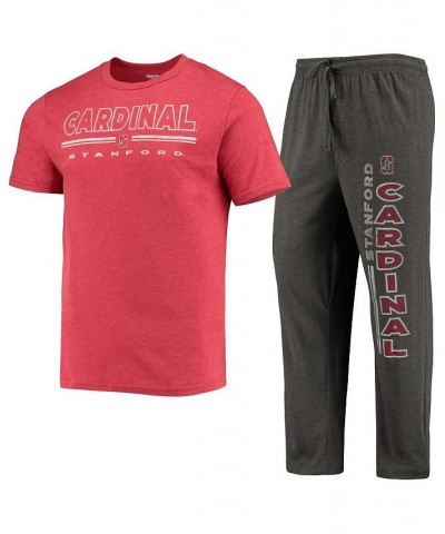 Men's Heathered Charcoal, Cardinal Stanford Cardinal Meter T-shirt and Pants Sleep Set $31.50 Pajama