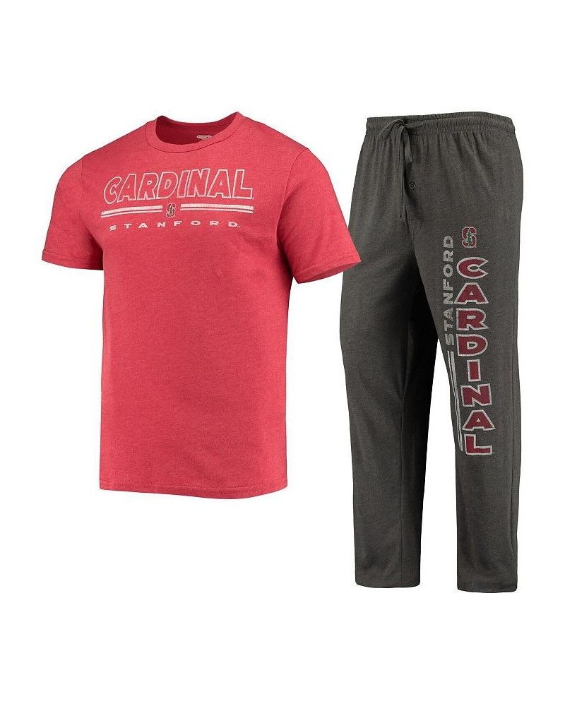 Men's Heathered Charcoal, Cardinal Stanford Cardinal Meter T-shirt and Pants Sleep Set $31.50 Pajama