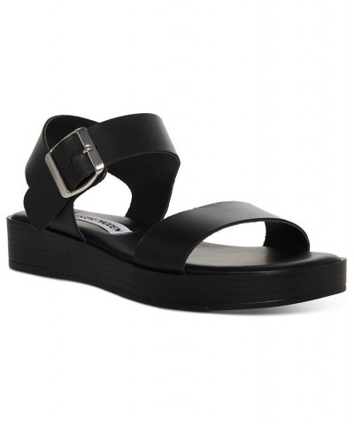 Women's Keenan Two-Piece Buckled Platform Sandals Black $40.05 Shoes