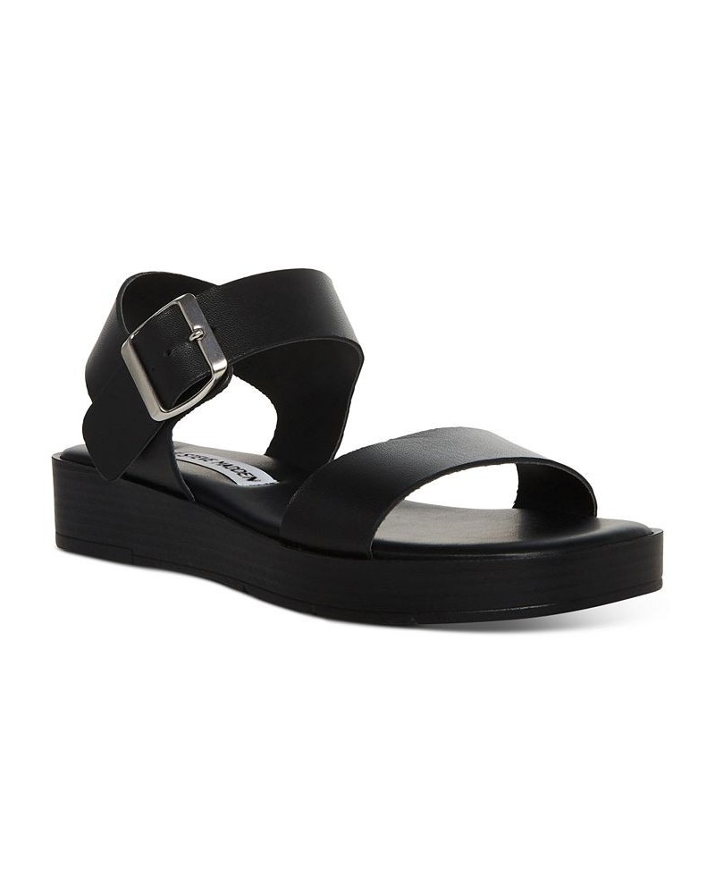 Women's Keenan Two-Piece Buckled Platform Sandals Black $40.05 Shoes