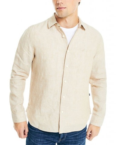 Men's Classic-Fit Long-Sleeve Button-Up Solid Linen Shirt PD02 $30.96 Shirts