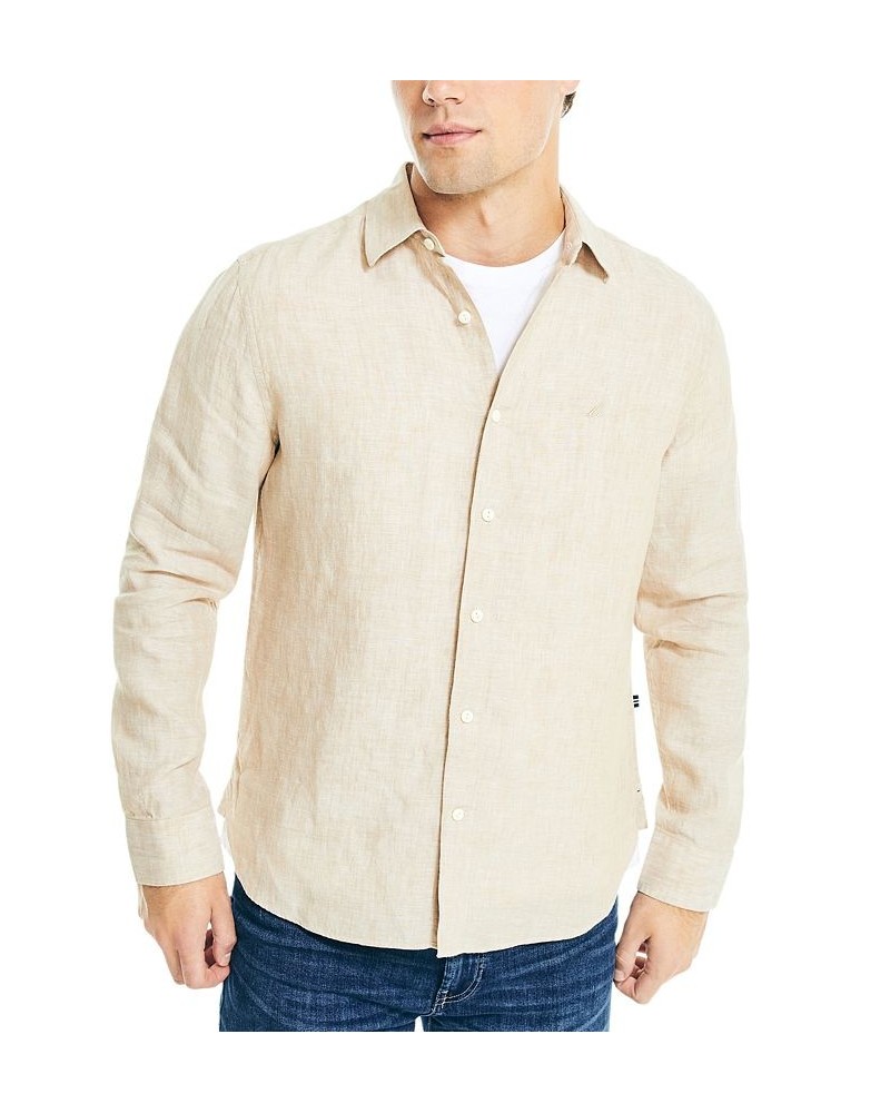 Men's Classic-Fit Long-Sleeve Button-Up Solid Linen Shirt PD02 $30.96 Shirts