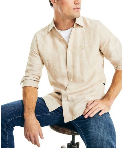 Men's Classic-Fit Long-Sleeve Button-Up Solid Linen Shirt PD02 $30.96 Shirts