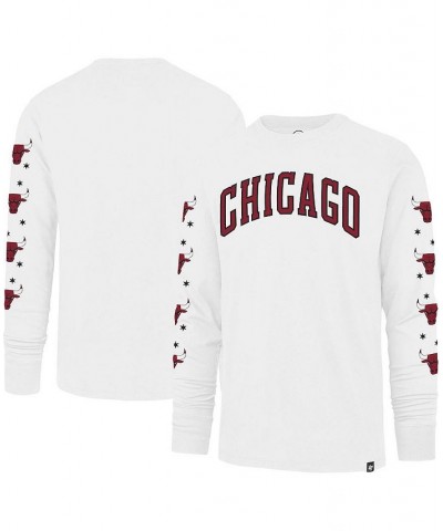 Men's White Chicago Bulls City Edition Downtown Franklin Long Sleeve T-shirt $32.00 T-Shirts