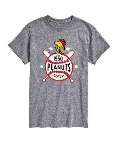 Men's Peanuts 1950 Baseball T-shirt Gray $15.75 T-Shirts