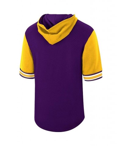 Men's Purple Los Angeles Lakers Hardwood Classics Buzzer Beater Mesh Pullover Hoodie $36.55 T-Shirts