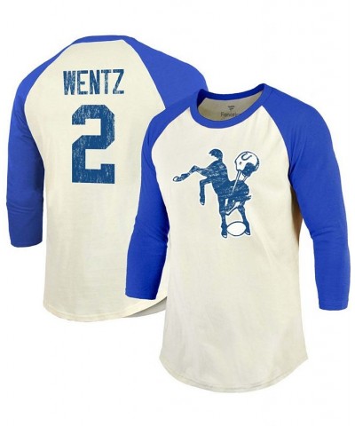 Men's Carson Wentz Cream, Royal Indianapolis Colts Player Name Number Raglan 3/4 Sleeve T-shirt $23.00 T-Shirts