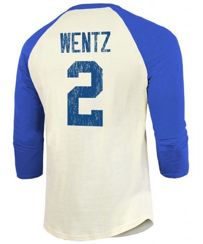 Men's Carson Wentz Cream, Royal Indianapolis Colts Player Name Number Raglan 3/4 Sleeve T-shirt $23.00 T-Shirts