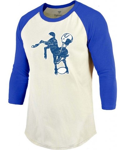 Men's Carson Wentz Cream, Royal Indianapolis Colts Player Name Number Raglan 3/4 Sleeve T-shirt $23.00 T-Shirts