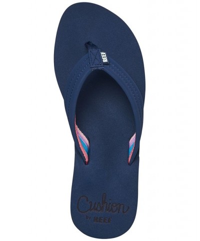 Women's Cushion Breeze Flip-Flops Blue $18.80 Shoes