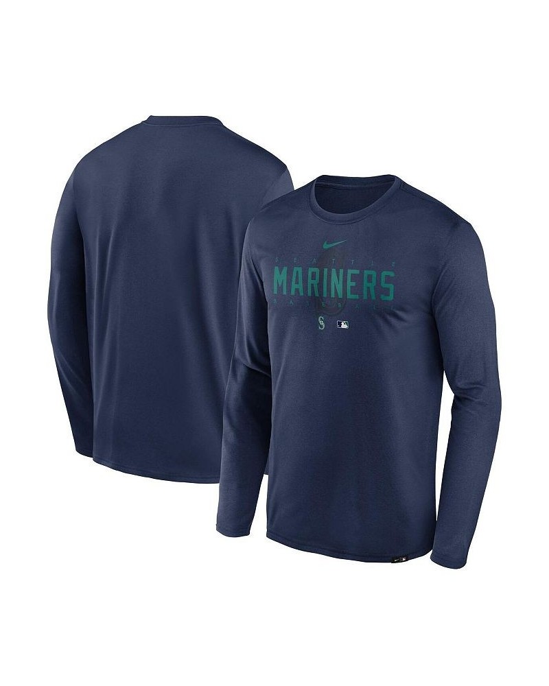 Men's Navy Seattle Mariners Authentic Collection Team Logo Legend Performance Long Sleeve T-shirt $32.44 T-Shirts