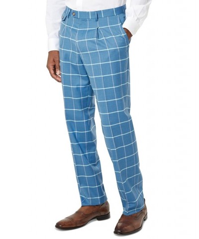 Men's Classic-Fit Wool Blend Suit Pants Blue $33.80 Suits