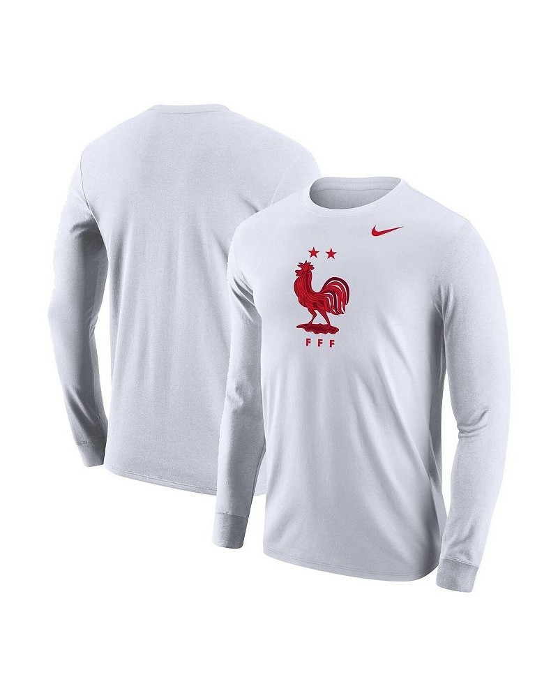 Men's White France National Team Core Long Sleeve T-shirt $18.45 T-Shirts