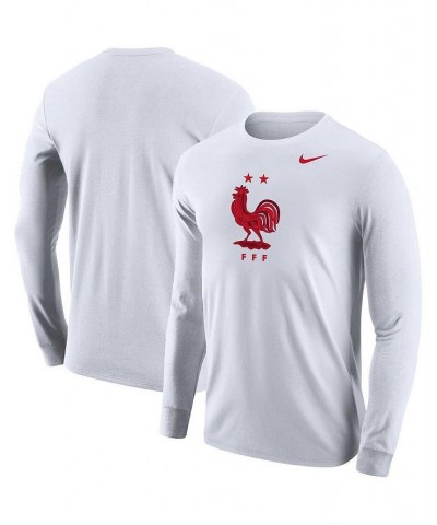 Men's White France National Team Core Long Sleeve T-shirt $18.45 T-Shirts