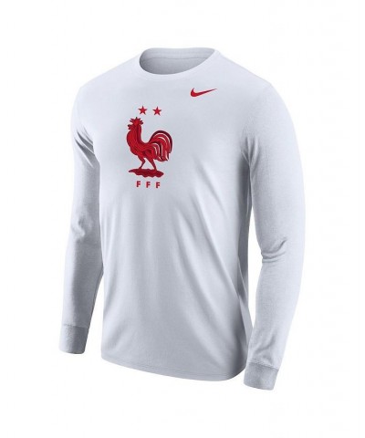 Men's White France National Team Core Long Sleeve T-shirt $18.45 T-Shirts