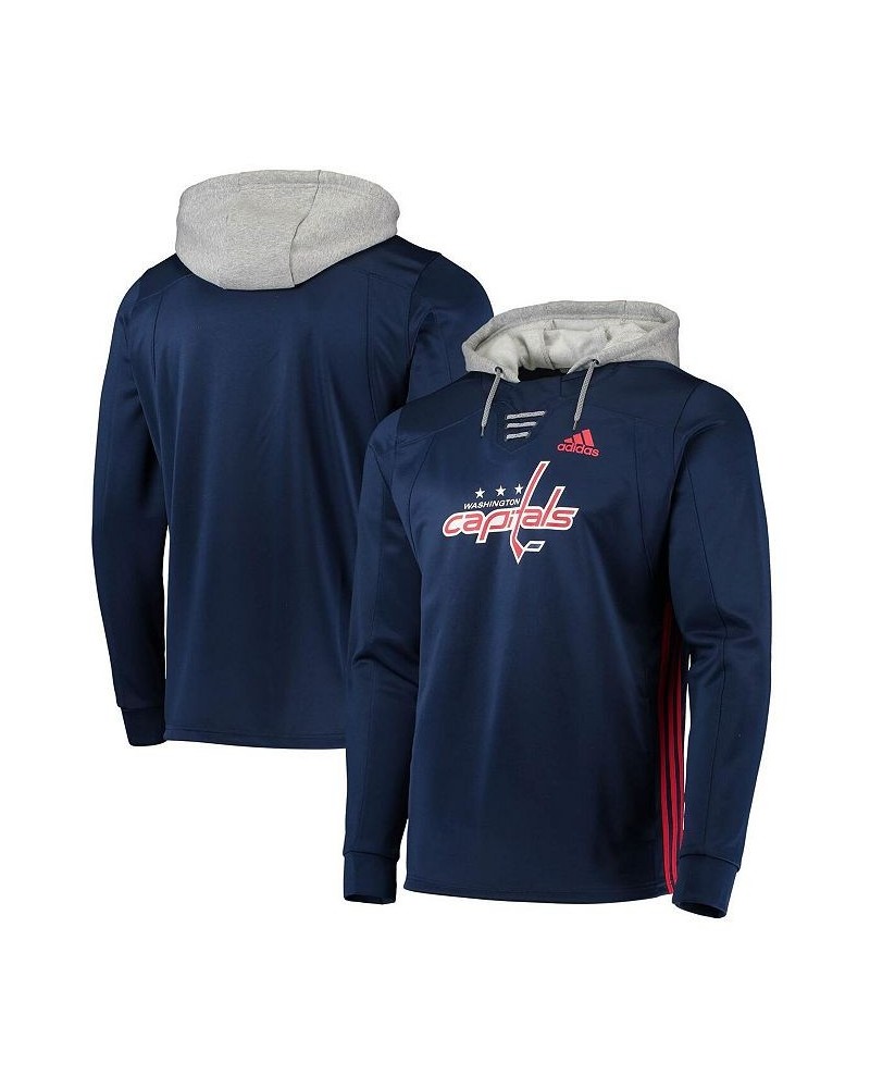 Men's Navy Washington Capitals Skate Lace AEROREADY Pullover Hoodie $52.24 Sweatshirt