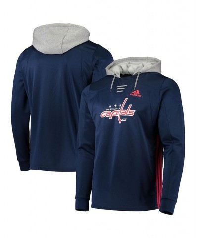 Men's Navy Washington Capitals Skate Lace AEROREADY Pullover Hoodie $52.24 Sweatshirt