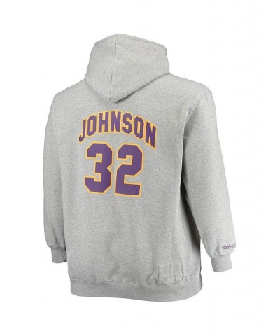 Men's Magic Johnson Heather Gray Los Angeles Lakers Big and Tall Name & Number Pullover Hoodie $41.73 Sweatshirt