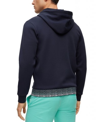 BOSS Men's Cotton-Blend Zip-Up Embroidered Logos Hoodie Blue $73.78 Sweatshirt