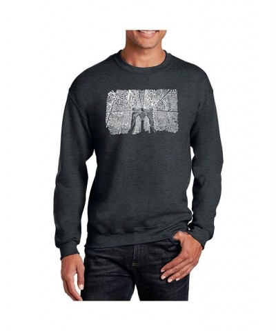 Men's Word Art Brooklyn Bridge Crewneck Sweatshirt Gray $20.50 Sweatshirt