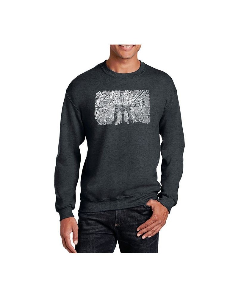 Men's Word Art Brooklyn Bridge Crewneck Sweatshirt Gray $20.50 Sweatshirt