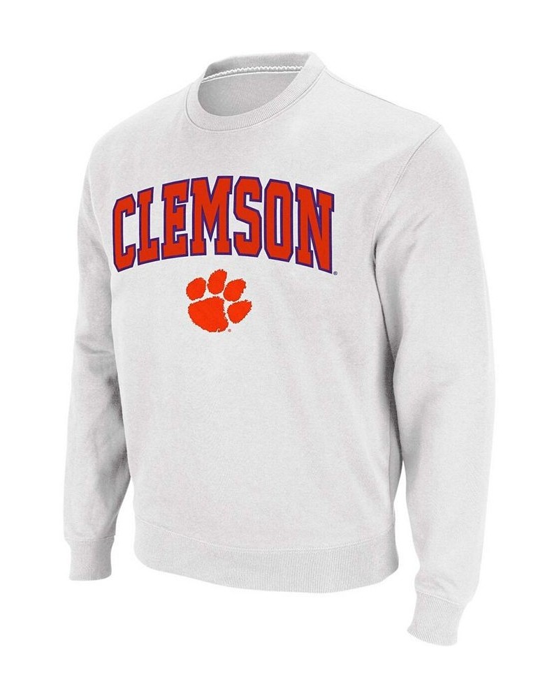 Men's White Clemson Tigers Arch Logo Crew Neck Sweatshirt $25.80 Sweatshirt