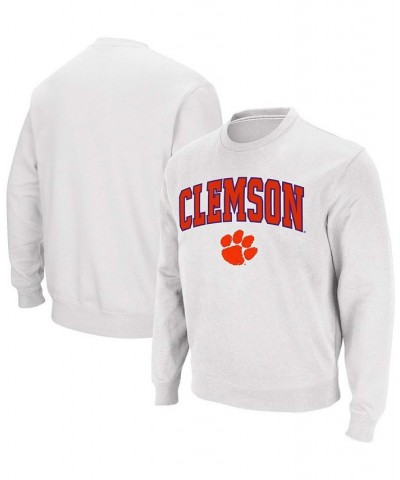 Men's White Clemson Tigers Arch Logo Crew Neck Sweatshirt $25.80 Sweatshirt