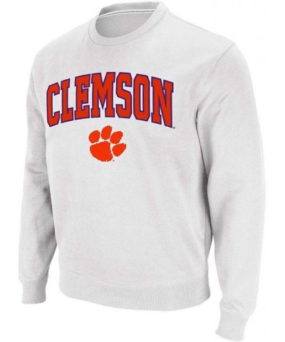 Men's White Clemson Tigers Arch Logo Crew Neck Sweatshirt $25.80 Sweatshirt